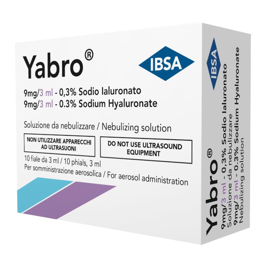 Yabro 10 Fiale 3ml Acido Ialuronico 0,3% Soluzione Per Nebulizzatore Yabro 10 Fiale 3ml Acido Ialuronico 0,3% Soluzione Per Nebulizzatore