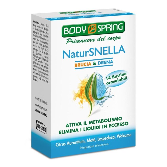 Angelini Body Spring Natur Snella Brucia Drena Integratore Alimentare 14 Bustine