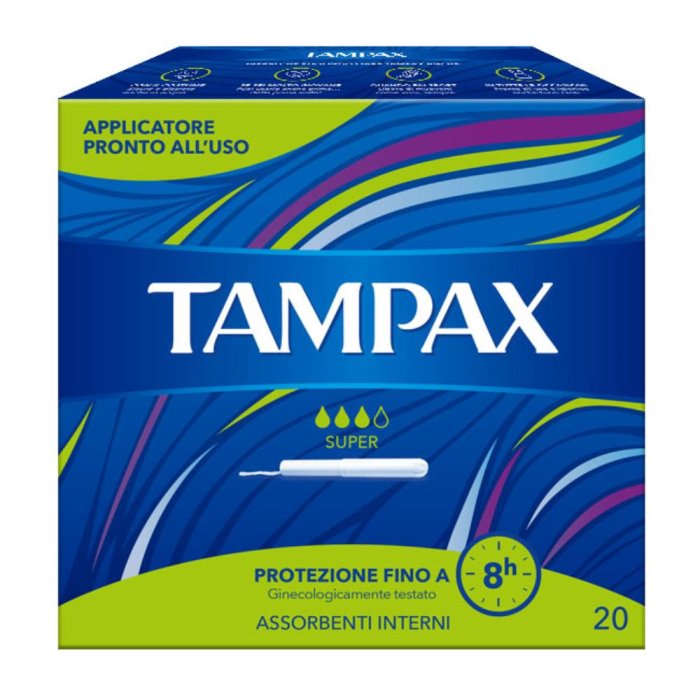 Tampax Super 20 pezzi Assorbenti interni con applicatore in cotone