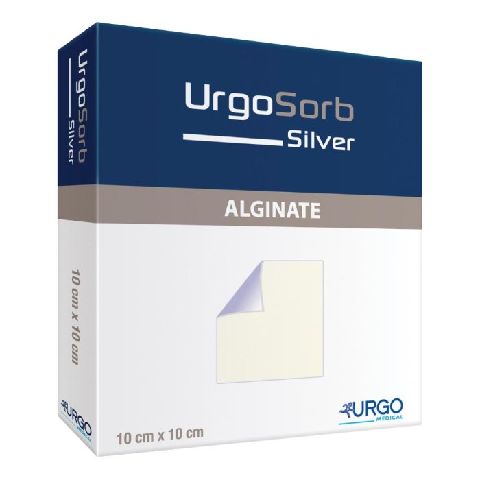 UrgoSorb Silver medicazione in alginato di calcio con argento 10 cm x 10 cm confezione da 10 pezzi codice 930855832