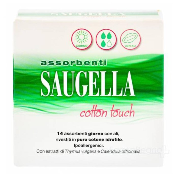 Saugella Cotton Touch 14 Assorbenti Giorno con Ali in Puro Cotone