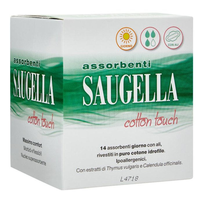 Saugella  Cotton Touch 14 Assorbenti Giorno con Ali in Puro Cotone