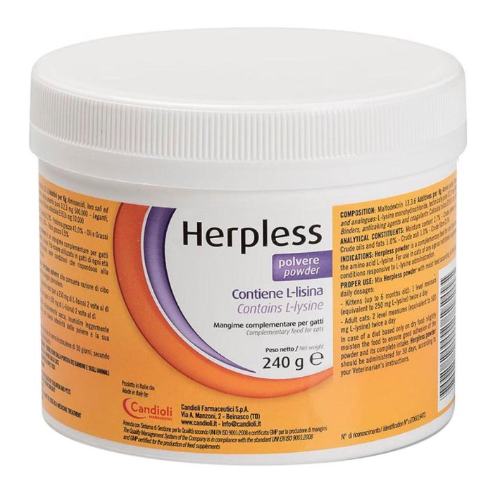 Candioli  Animali Domestici Herpless Polvere Gatti Integratore Mangime 240g