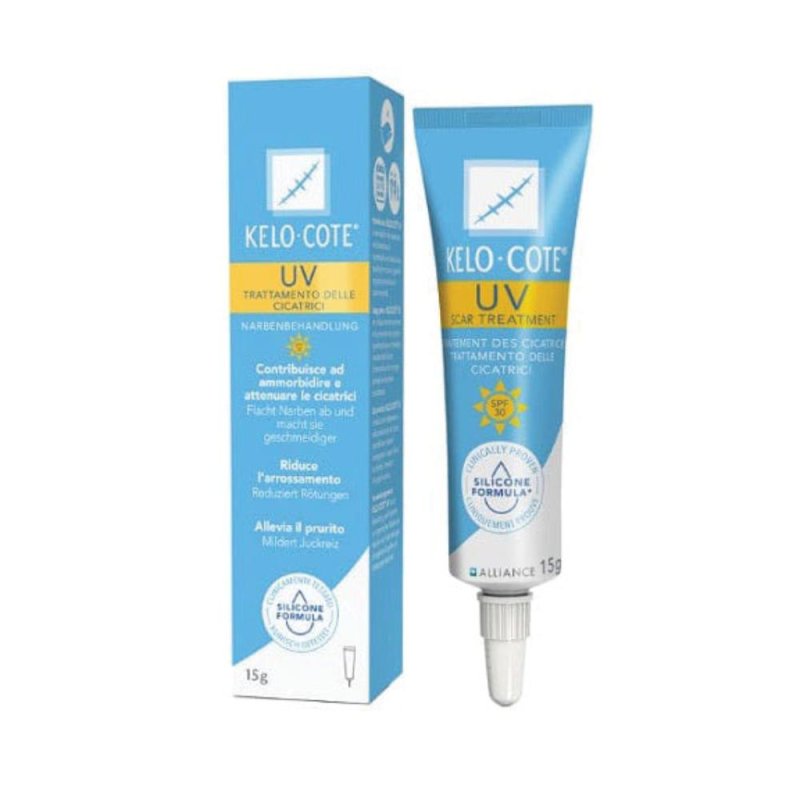Kelo Cote Gel per Cicatrici con Protezione Solare Fattore 30 15 g | Trattamento Cicatrici da Chirurgia Ustioni e Traumi