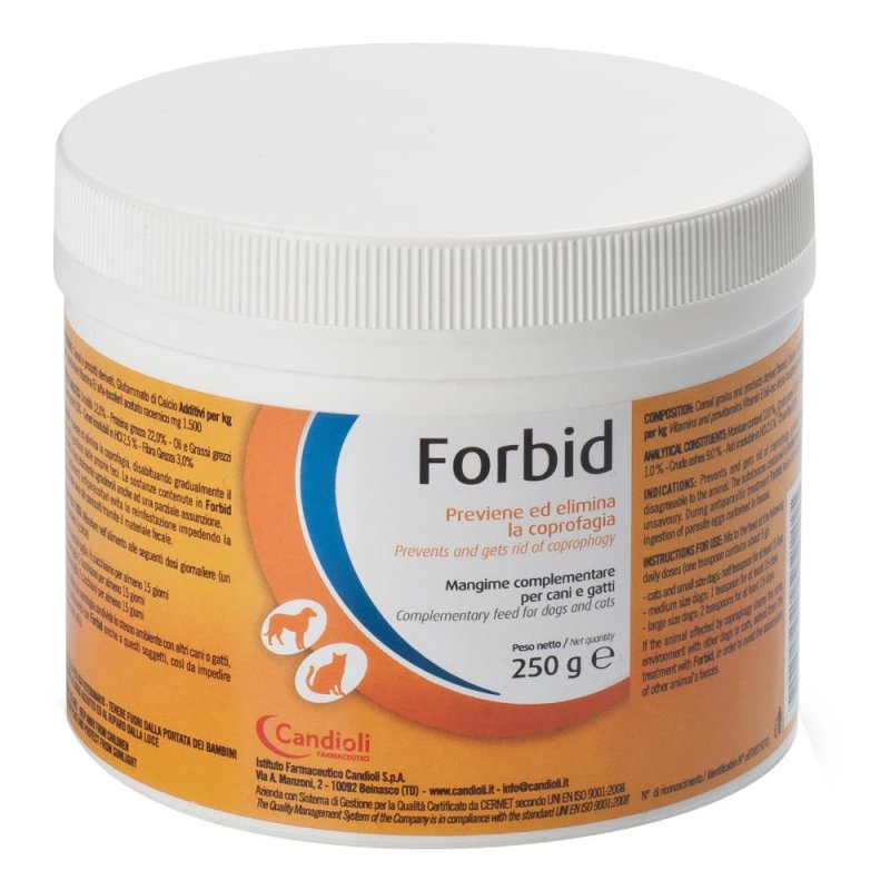 Candioli  Animali Domestici Forbid Cani e Gatti Coprofagia Polvere 250 g