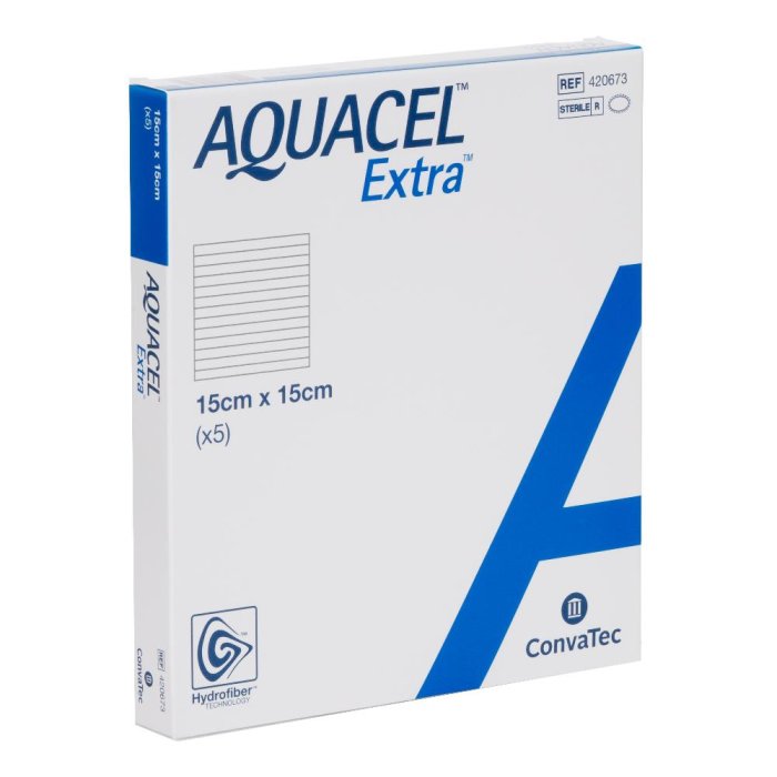 Aquacel Extra Hydrofiber 15 x 15 cm medicazione avanzata per ferite molto essudanti