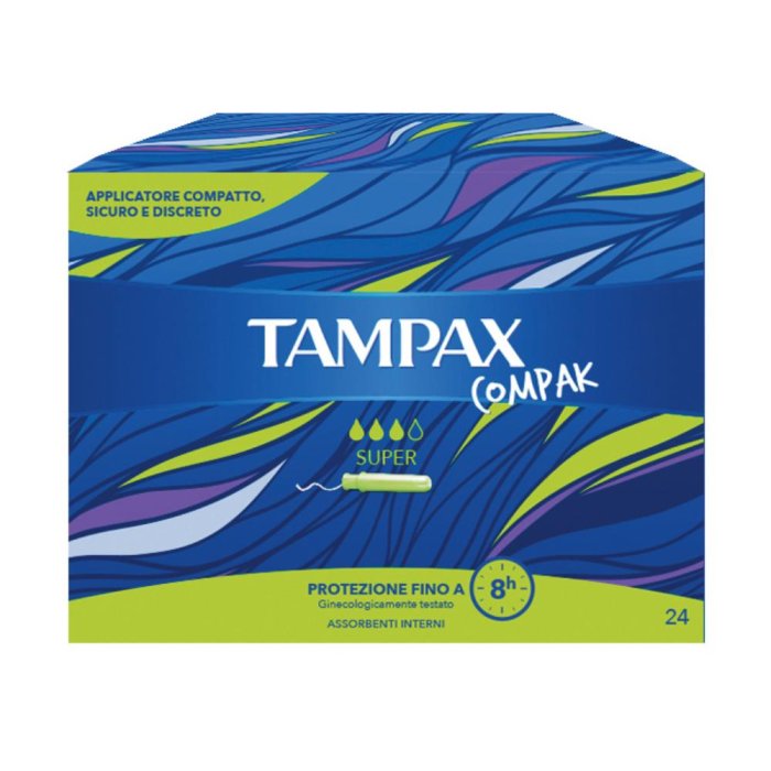 Tampax Compak Super Assorbenti Interni 24 Pezzi per Flusso Abbondante