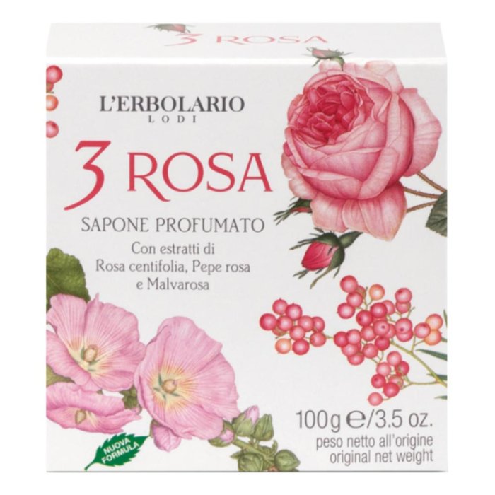 3 Rosa sapone 100 g - saponetta profumata alle rose per uso quotidiano