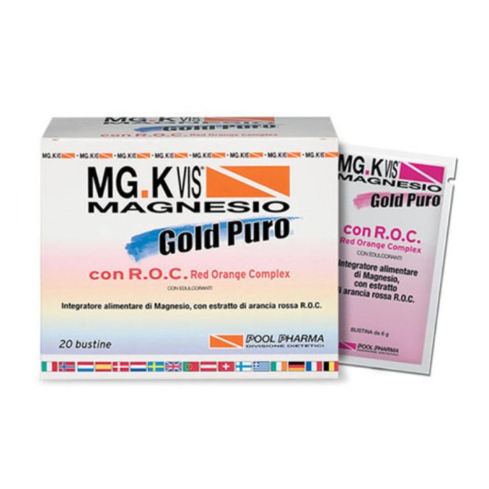 MGK VIS  Sali Minerali MG Gold Puro Magnesio Citrato Integratore 20 Bustine