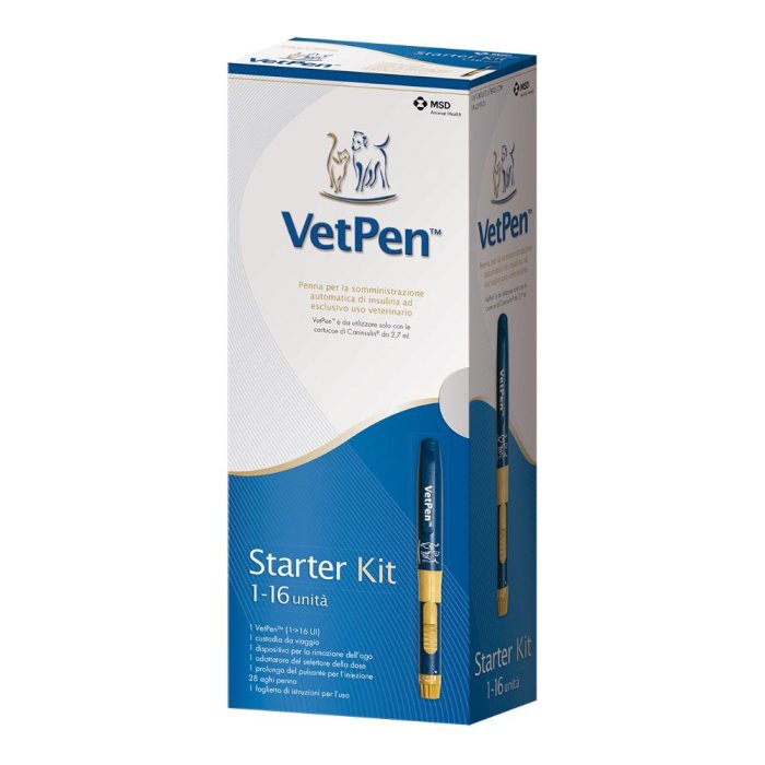 VetPen 16 Unità Starter Kit Penna per Insulina Veterinaria Kit Completo per Cani e Gatti Diabetici