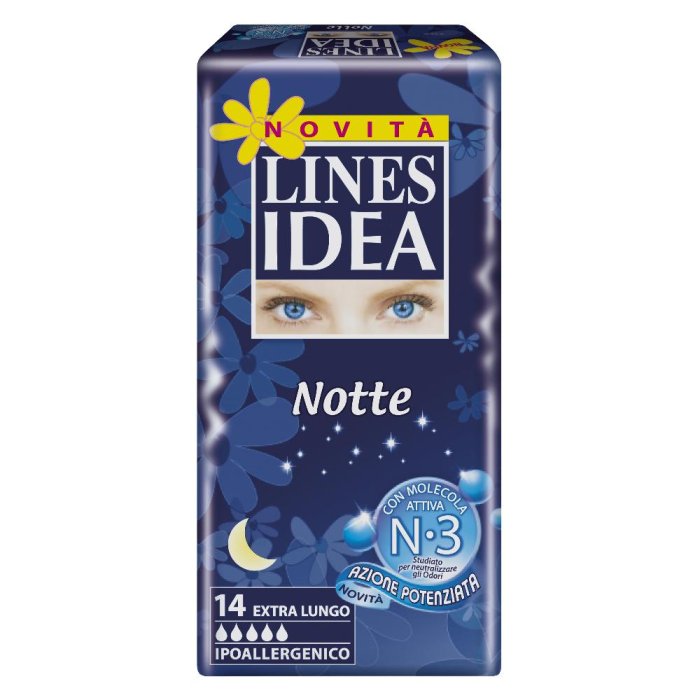 Assorbenti Lines Idea Notte 14 Pezzi – Protezione Notturna Super Assorbente per Flusso Abbondante