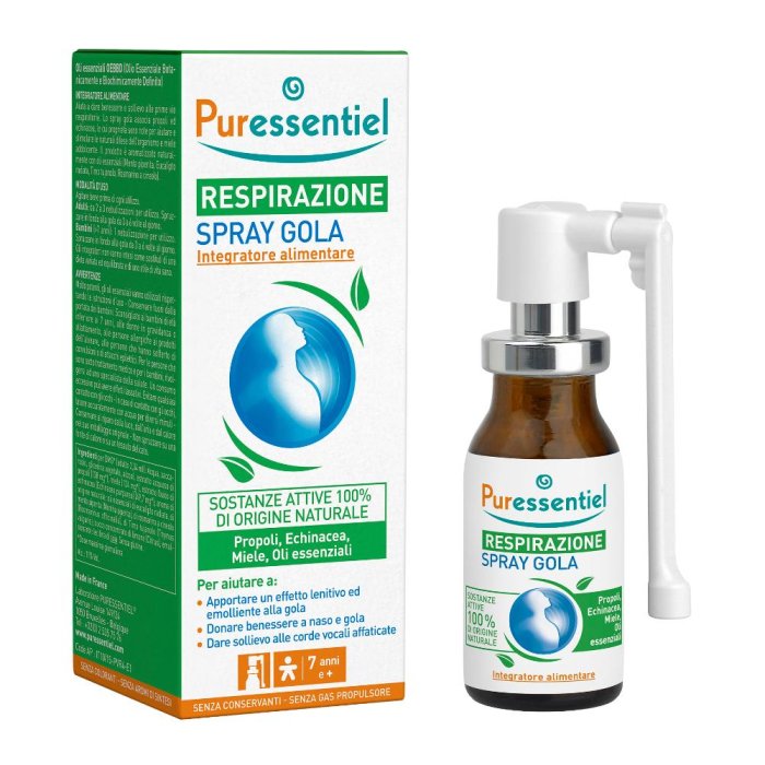 Puressentiel Respirazione - Spray Gola ai 4 Oli Essenziali 15ml