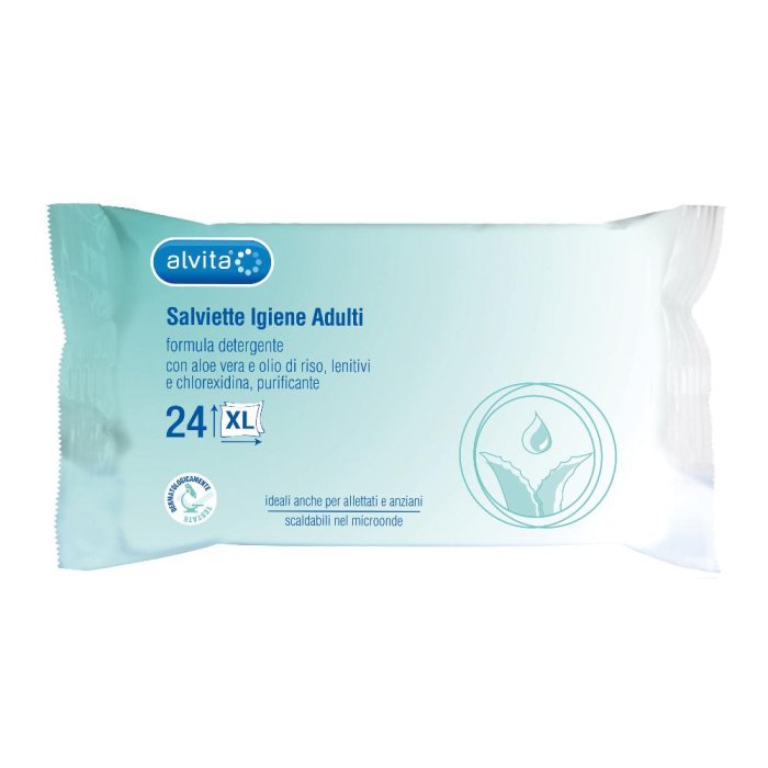Alvita Salviette Detergenti e Purificanti Adulti, 24 salviettine