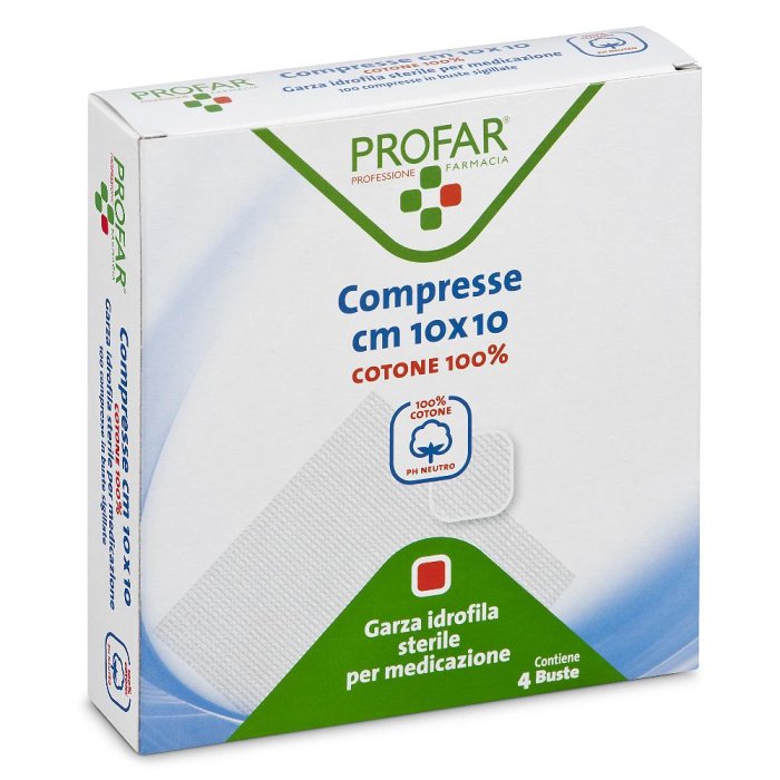 Profar Compresse Sterili in Cotone per Medicazioni 10x10 cm 100 compresse