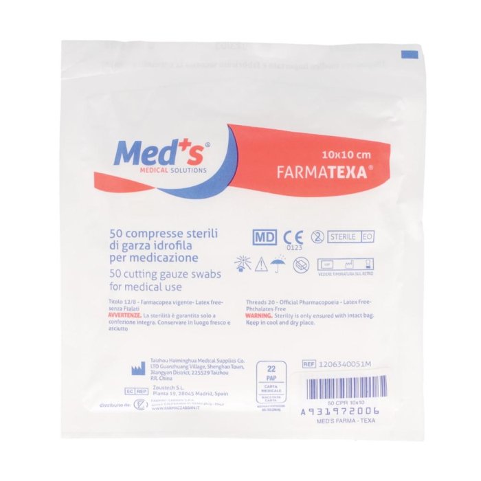 Med's Farmatexa - Compresse Sterili Garza Idrofila Medicazione 10x10 cm 50Pezzi