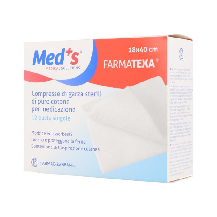 Farmac-zabban Garza Compressa Meds Farmatexa 12/8 18x40cm 12 Pezzi