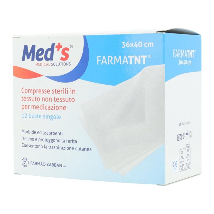 Farmac-zabban Garza Compressa Tessuto Non Tessuto Meds 36x40cm 12 Pezzi Ssr