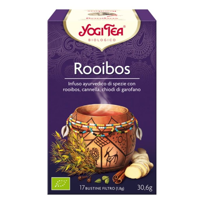 Yogi Tea Rooibos Bio 17 filtri tisana rooibos senza caffeina per relax serale