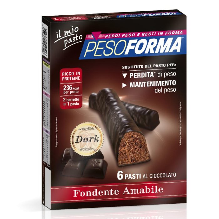 Pesoforma  Alimentazione Dietetica 12 Barrette Cioccolato Fondente Amabile