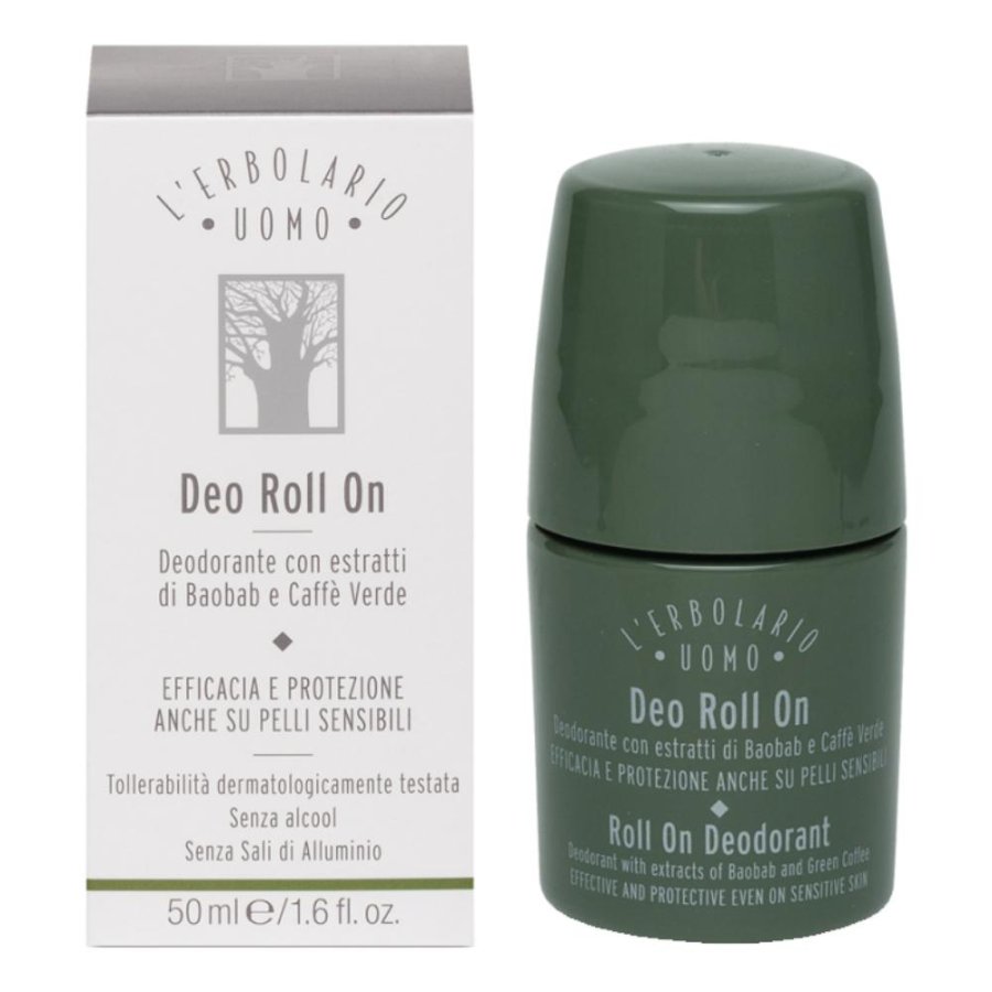 L'erbolario Uomo Deodorante Roll on agli estratti di Baobab e Caffè Verde 50 ml