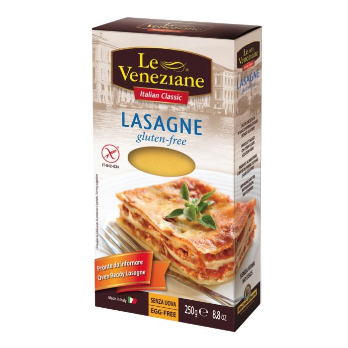 Le Veneziane Lasagne Senza Glutine 250 g Pasta di Mais per Lasagne al Forno