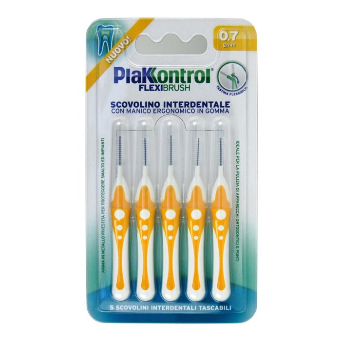 Plakkontrol Flexi Brush Scovolino Interdentale Flessibile 0,7mm 5 Pezzi