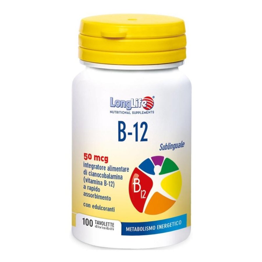 LongLife B-12 Sublinguale 50 mcg - 100 tavolette LongLife B-12 Sublinguale 50 mcg - 100 tavolette