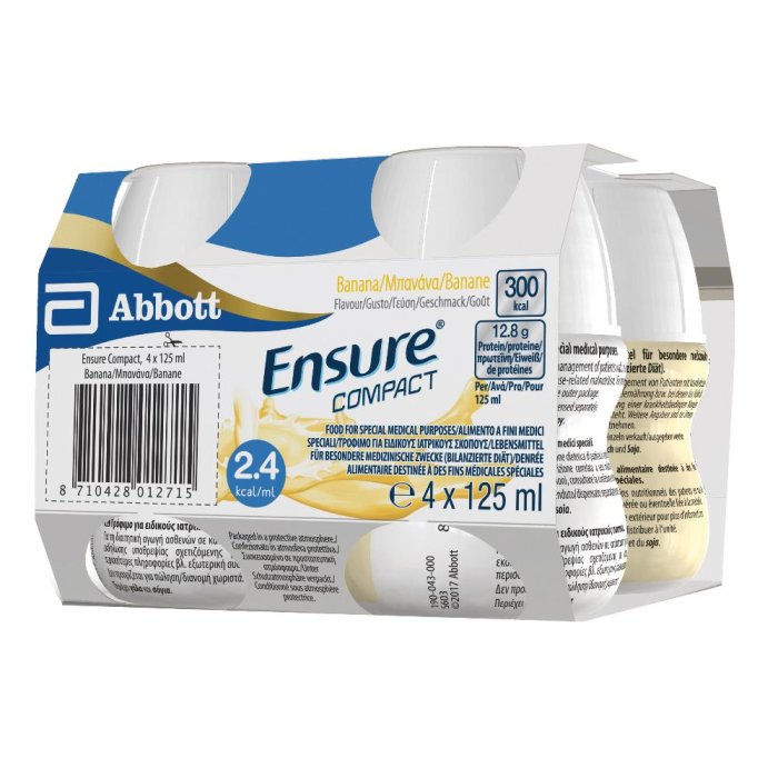 Abbott Ensure - Compact Banana Integratore Alimentare 4 x 125ml