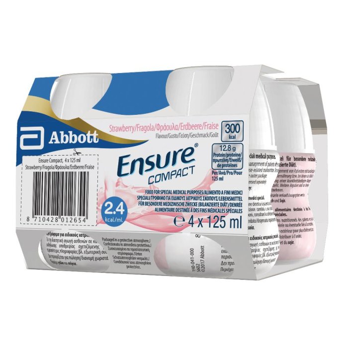 Abbott Ensure - Compact Fragola Integratore Alimentare 4 x 125ml