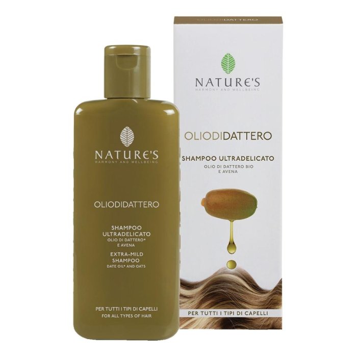 Nature Olio di Dattero Shampoo Ultradelicato Nutriente e Illuminante per Capelli Secchi e Trattati 250 Millilitri