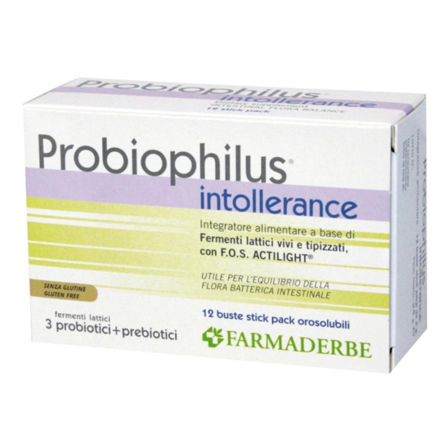 Farmaderbe Probiophilus Intollerance 12 Bustine 24 G Farmaderbe Probiophilus Intollerance 12 Bustine 24 G