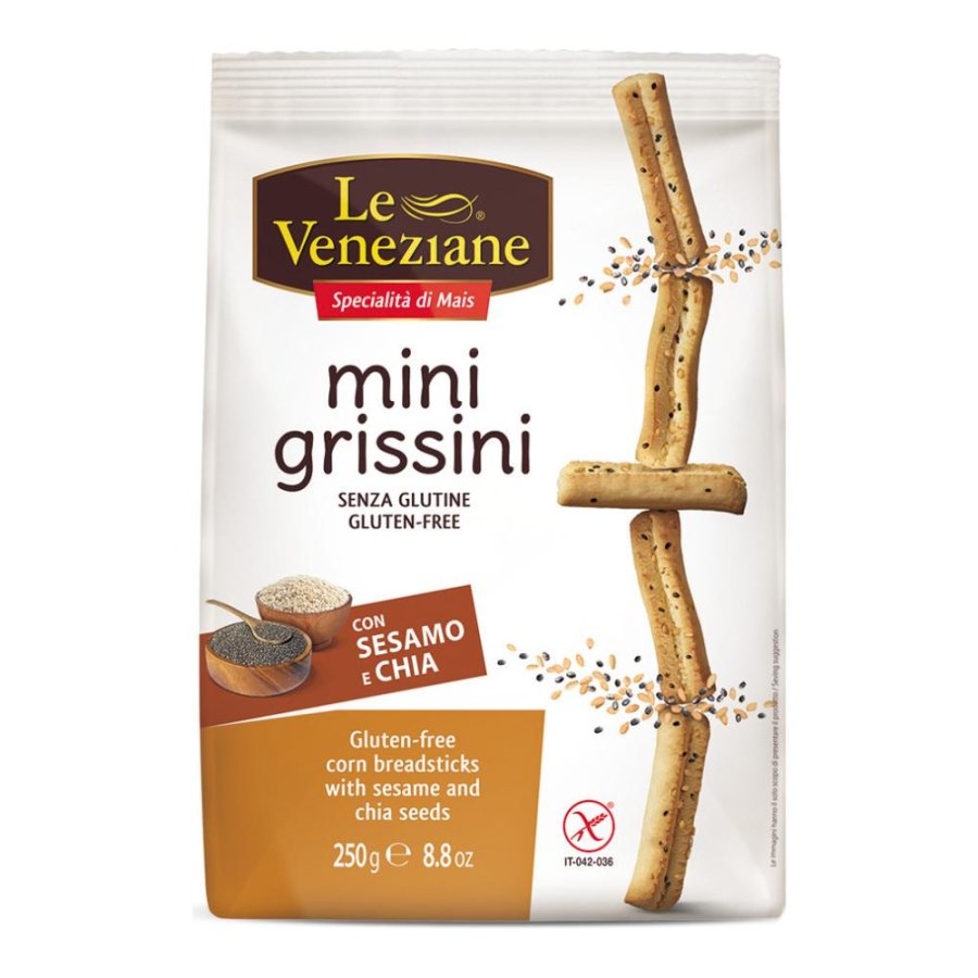 Le Veneziane Mini Grissini Senza Glutine 250 g Snack Croccante di Mais
