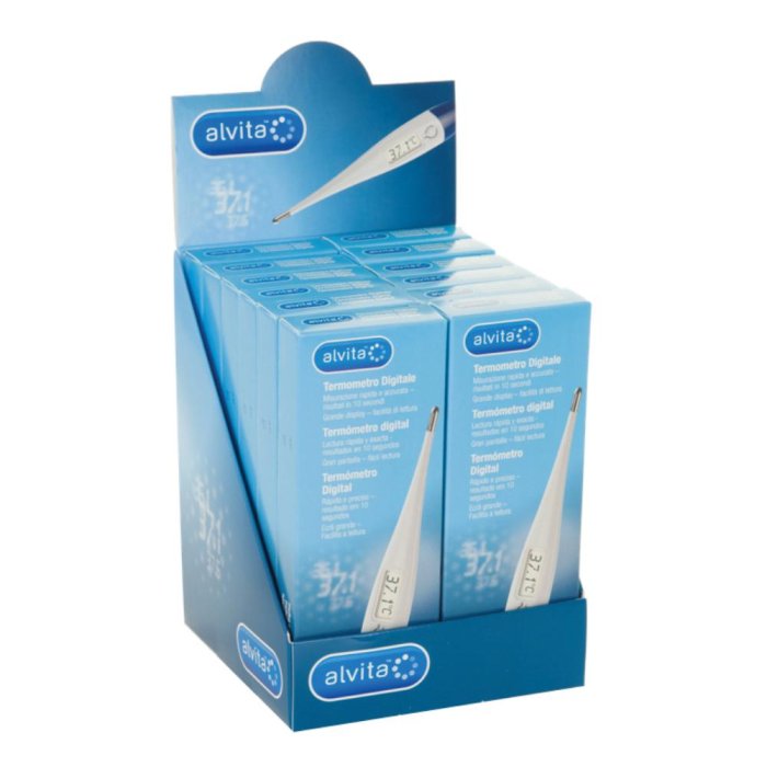 Alvita espositore termometri digitali 12 pezzi - espositore da banco con 12 termometri digitali