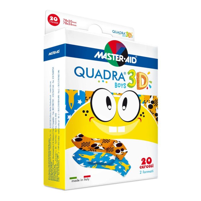 Master-Aid Quadra 3D - Cerotto Boys Bambino 20 Cerotti Assortiti
