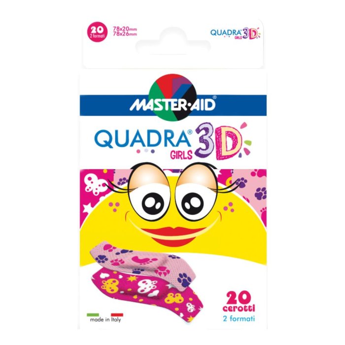 Master-Aid Quadra 3D - Cerotto Girls Bambina 20 Cerotti Assortiti