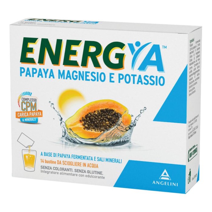 Angelini Energya Papaya Magnesio e Potassio Integratore Alimentare 14 Bustine