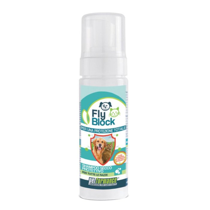 Flyblock shampoo secco cani e gatti - shampoo secco antiodore per cani e gatti