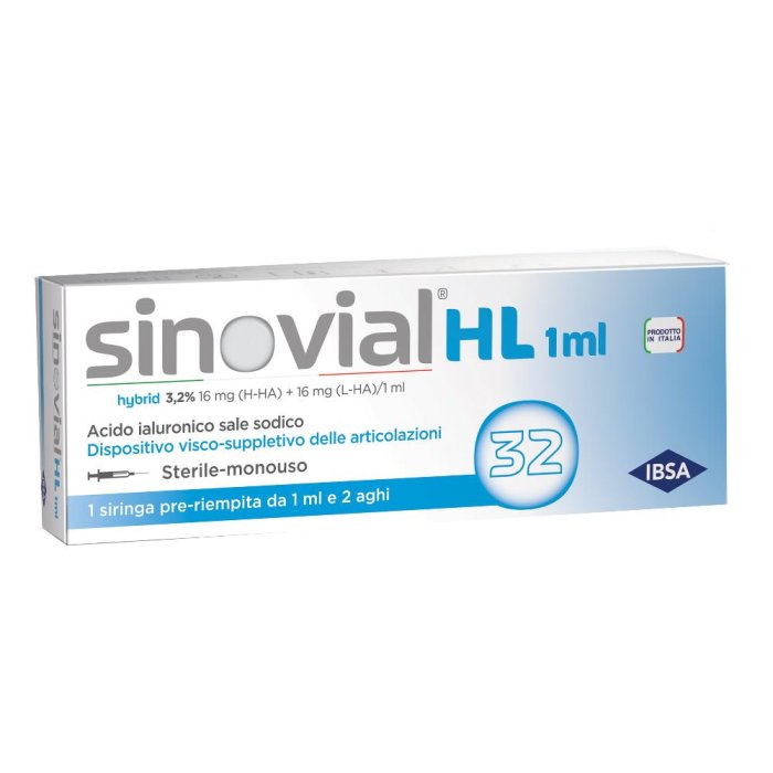 Sinovial HL siringa 3,2% 1 ml acido ialuronico ad alta viscosità per articolazioni