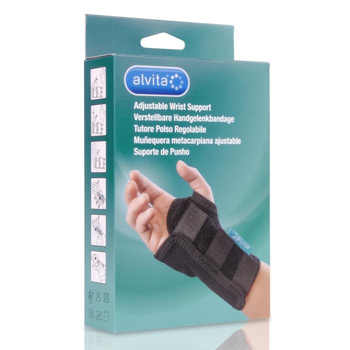 Alvita Tutore Polso Regolabile Colore Nero Taglia 1 (14-16 cm)