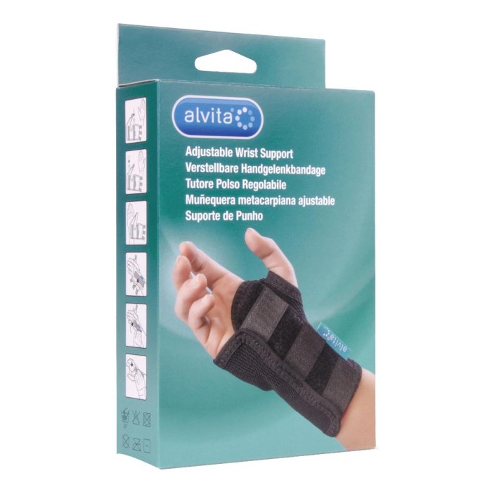 Alvita Tutore Polso Regolabile Colore Nero Taglia 2 (16-18 cm)