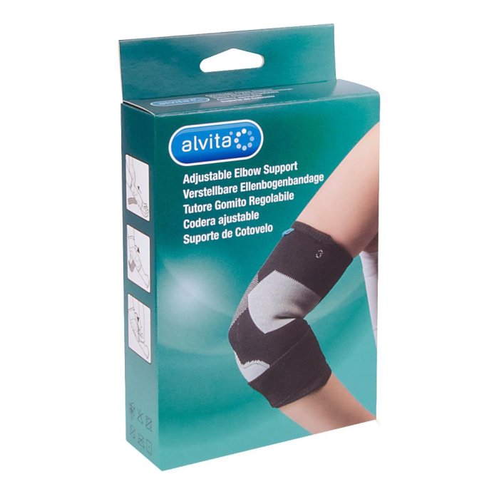 Alvita Tutore Gomito Regolabile Colore Nero Taglia 1 (23-25 cm)