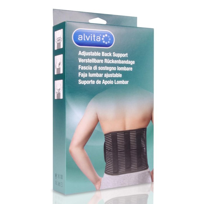 Alvita Fascia di Sostegno Lombare Regolabile Colore Nero Taglia 3 (120-140 cm)