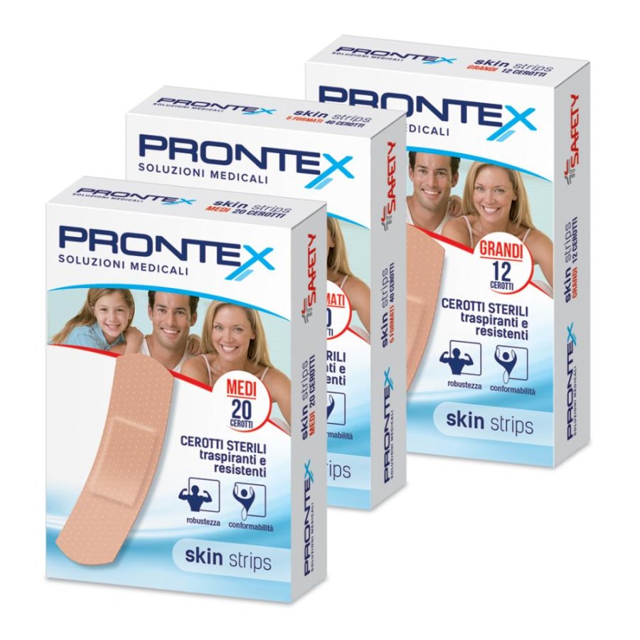 Safety Cerotto Prontex Skin Strips Formato Grande Astuccio 12 Pezzi Safety Cerotto Prontex Skin Strips Formato Grande Astuccio 12 Pezzi