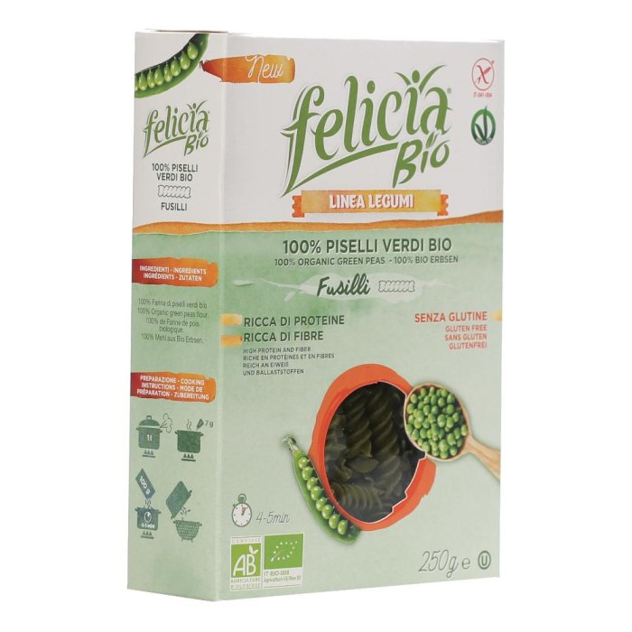 Felicia Legumi Fusilli Di Piselli Verdi Bio Senza Glutine 250 g
