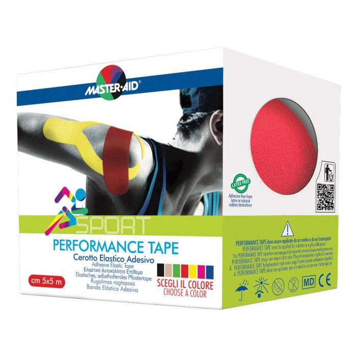 Master-Aid Performance Tape Cerotto Elastico Adesivo Taping Rosso 5cm x 5m