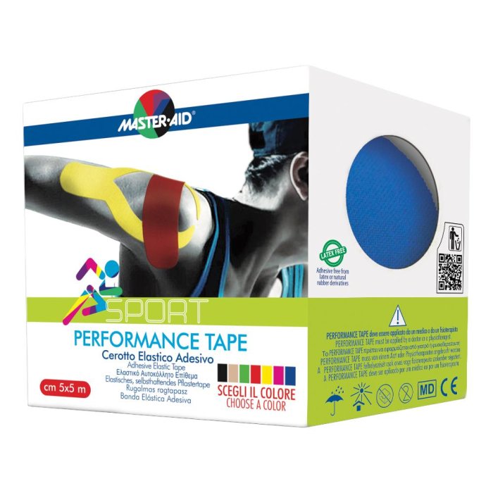 Master-Aid Performance Tape Cerotto Elastico Adesivo Taping Blu 5cm x 5m