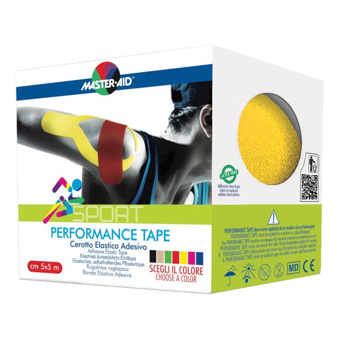 Master-Aid Performance Tape Cerotto Elastico Adesivo Taping Giallo 5cm x 5m