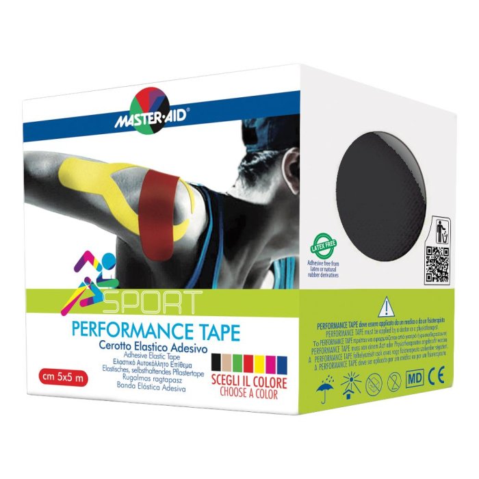 Master-Aid Performance Tape Cerotto Elastico Adesivo Taping Nero 5cm x 5m