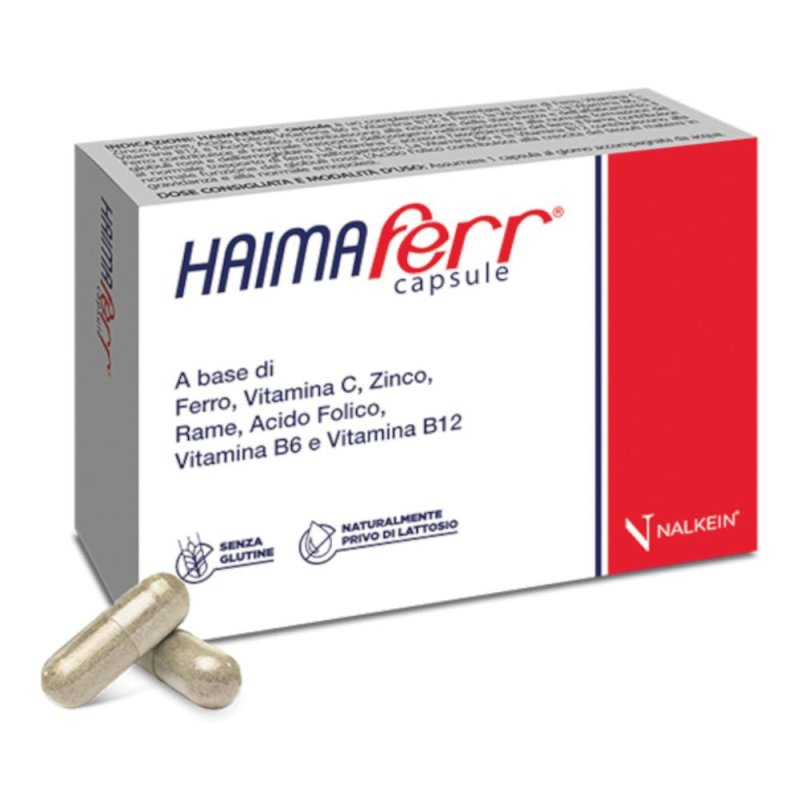 Haimaferr Nalkein Integratore Alimentare di Ferro 30 Capsule da 525 Milligrammi