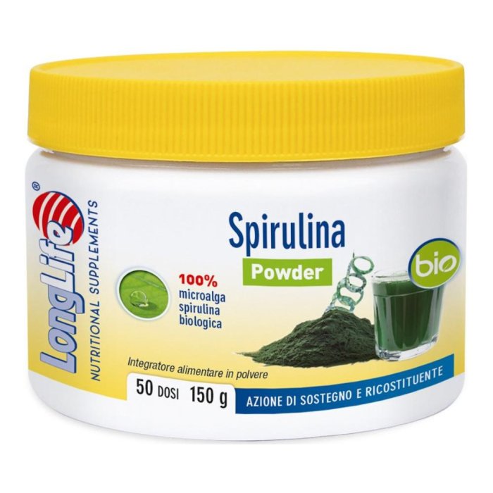 LongLife Spirulina Bio Integratore Alimentare Naturale 50 Dosi – Alga Spirulina Biologica ad Alto Contenuto Proteico e di Vitamine